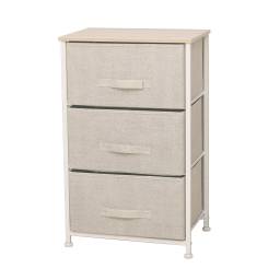 MUEBLE 3 CESTOS TELA/ACERO 45X30X73 CM BEIGE