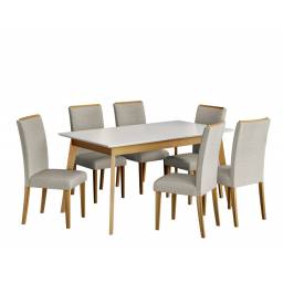 JUEGO DE COMEDOR TOPAZIO 6 SILLAS 1.60X0.90 IMBUIA/BEIGE
