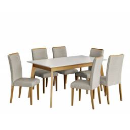 JUEGO DE COMEDOR TOPAZIO 6 SILLAS 1.60X0.90 IMBUIA/BLANCO