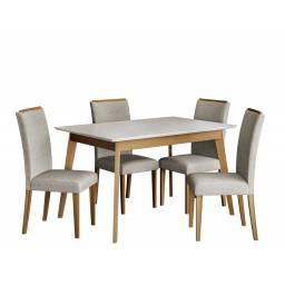 JUEGO DE COMEDOR TOPAZIO 4 SILLAS 1.36X0.90 IMBUIA/NEBLINA