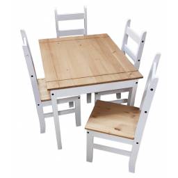 JUEGO DE COMEDOR LINEA MEXICANA 4 SILLAS ESPAÑA BLANCO
