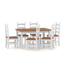 JUEGO DE COMEDOR CORONA 6 SILLAS BLANCOCERA