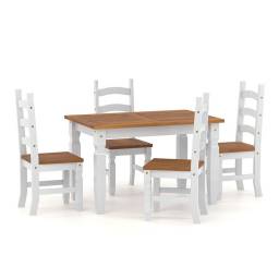 JUEGO DE COMEDOR CORONA 4 SILLAS BLANCOCERA