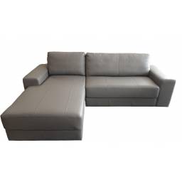 SOFA 100% CUERO COMO CON CHAISE IZQUIERDO GRAY LIGHT BD 145 