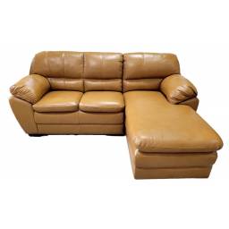 SOFA 100% CUERO GOLD CON CHAISE IZQUIERDO CAMEL BE / 2C