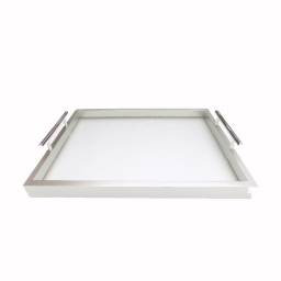 BANDEJA MDFVIDRIO 39X29X06 CM PLATA