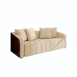 SILLON TOQUIO 3 LUGARES LINO BEGE + CUERINA MARRON 790186