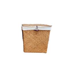 CESTO RATTAN CON TAPA CAQUI CHICO