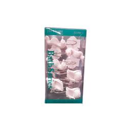 SET  x 12  BROCHES CORTINA BAO  BLANCO