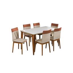 JUEGO DE COMEDOR SAFIRA 160 X 090 6 SILLAS CRISTAL
