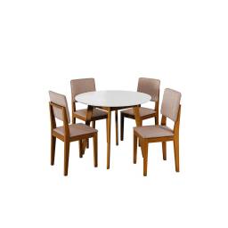 JUEGO DE COMEDOR TOPAZIO REDONDO 4 SILLAS PEROLA