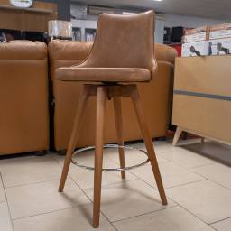 BANQUETA PERLA PU MARRON PATAS DE MADERA COLOR 2131