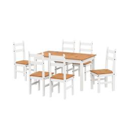 JUEGO DE COMEDOR  6 SILLAS ESPAA BLANCOCERA 93-205