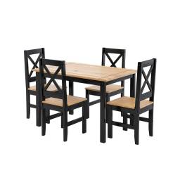 JUEGO DE COMEDOR X  4 SILLAS NEGRO CERA 78-105
