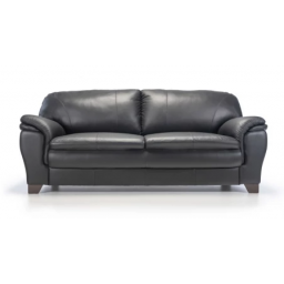 SOFA DE CUERO AREZZO 3 LUGARES CUERO NEGRO