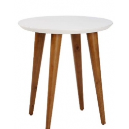 MESA LATERAL REDONDA EAMES 55X55 BLANCO CASTAO 1695 BL/CA