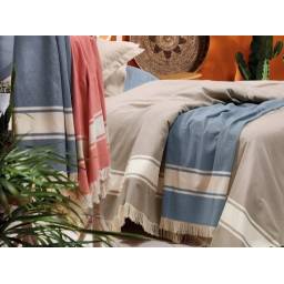 CUBRECAMA NORONHA BEIGEAZULROJO 160X250