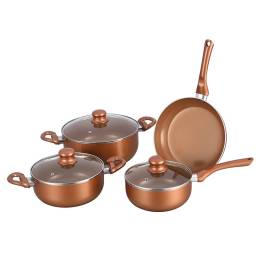 BATERIA DE COCINA CHEF 7P DOBLE CERAMICA SIMIL COBRE CBAQUE