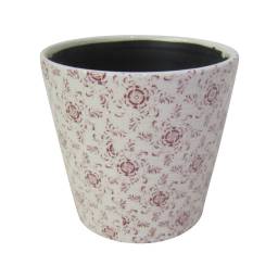 MACETA CERAMICA 14X14X13 FLORES ROJO