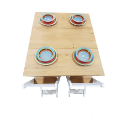 DESAYUNADOR PLEGABLE LINEA MEXICANA X4 SILLAS BLANCO/CERA