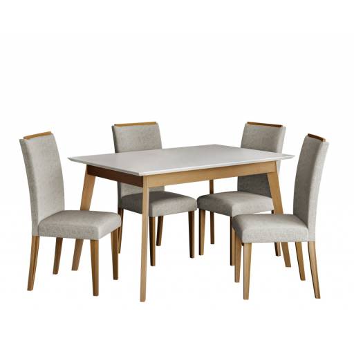 JUEGO DE COMEDOR TOPAZIO 4 SILLAS 1.36X0.90 IMBUIA/BLANCO