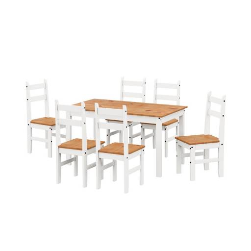JUEGO DE COMEDOR MEX 6 SILLAS ESPAA BLANCO CERA 93-205