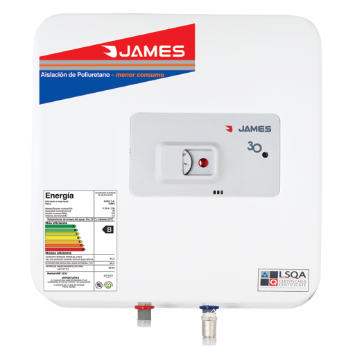 TERMOTANQUE JAMES 30 LTRS ACERO PRISMA