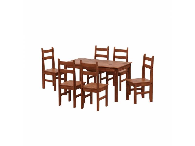 JUEGO DE COMEDOR LINEA MEXICANA 6 SILLAS ESPAA NOGAL 93-202