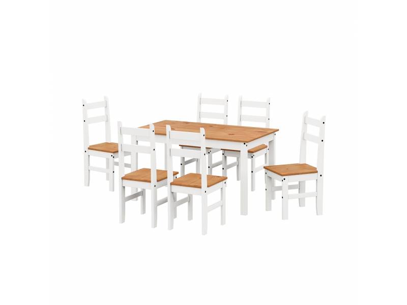 JUEGO DE COMEDOR  6 SILLAS ESPAA BLANCO/CERA 93-205