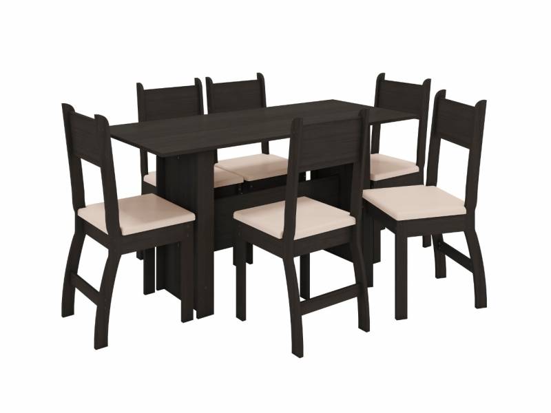 JUEGO DE COMEDOR 6 SILLAS MILANO ALMENDRA 415012/4000056