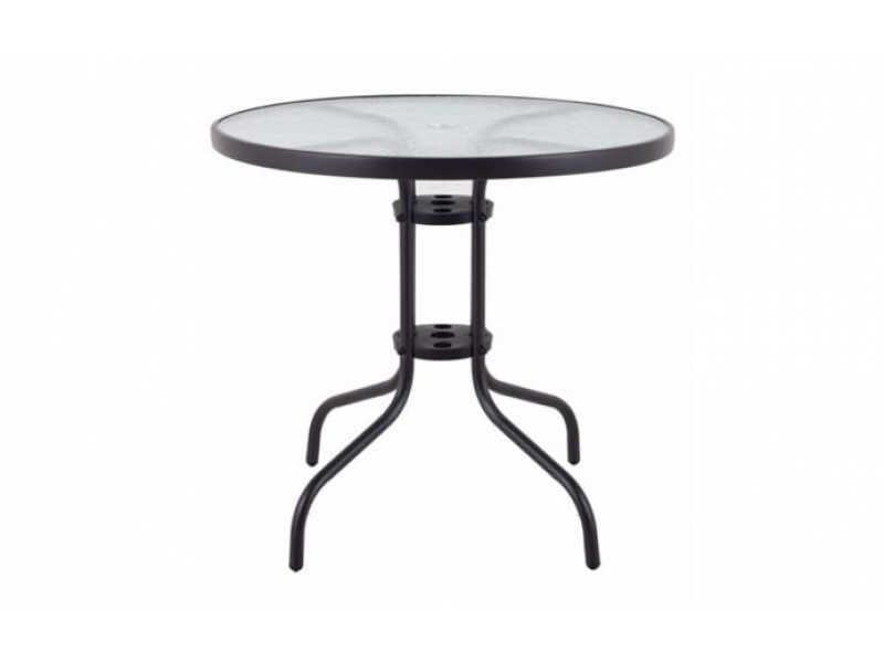 MESA REDONDA NEGRA C/VIDRIO 80CM DIAM. 1020447