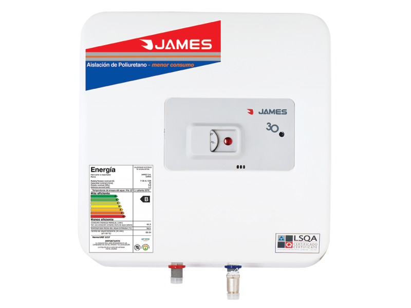 TERMOTANQUE JAMES 30 LTRS ACERO PRISMA